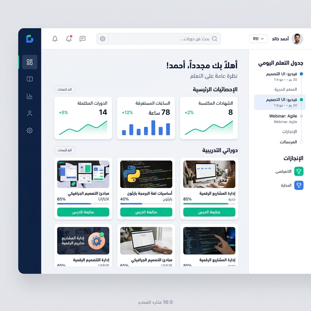 تصميم واجهة منصة التدريب